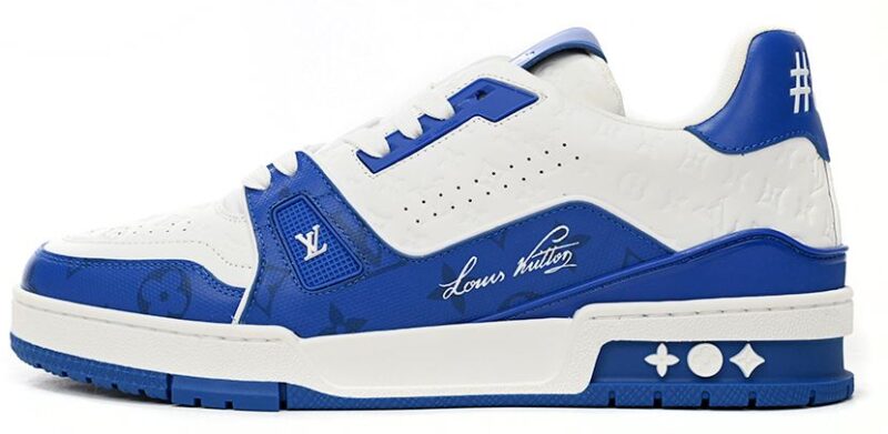 Louis Vuitton Trainer Sneaker Replica (Blue Embossed)