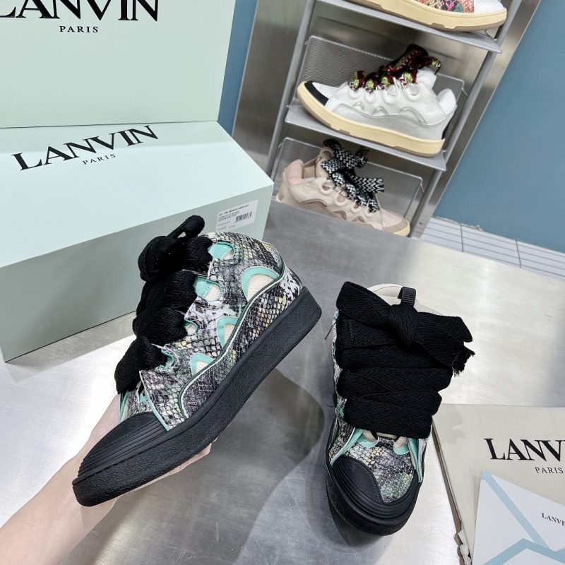 LANVIN Leather Curb Sneakers Black Snake 17 lanvin curb sneaker (2)