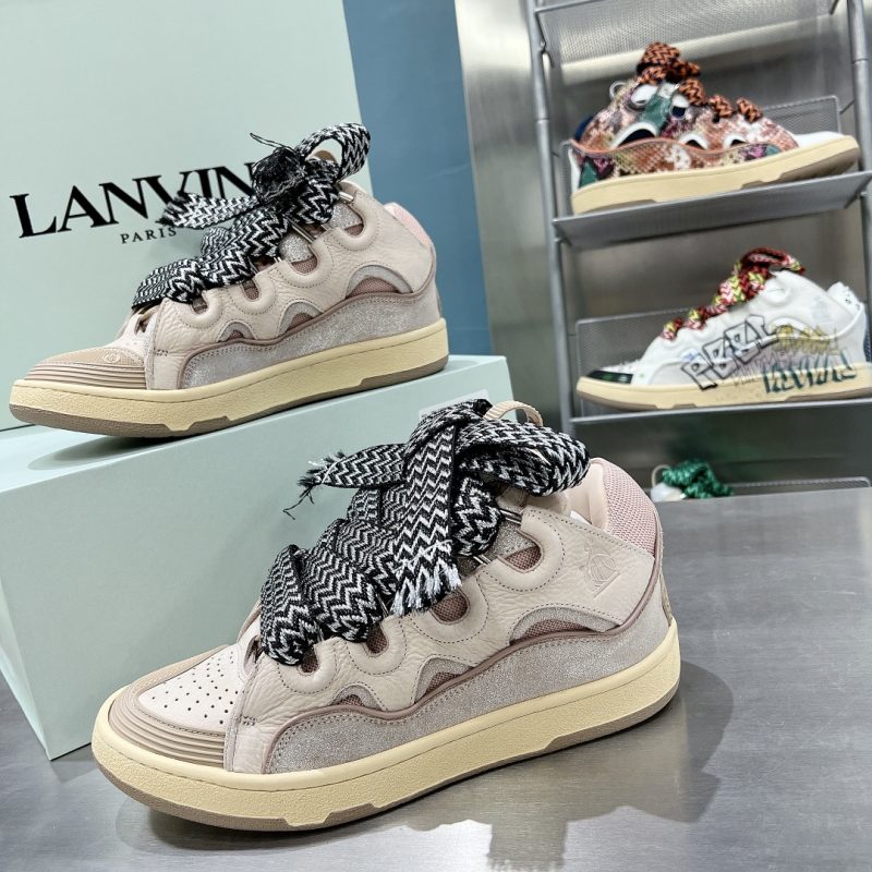 LANVIN Leather Curb Sneakers Tan Pink 10 lanvin curb sneaker (3)