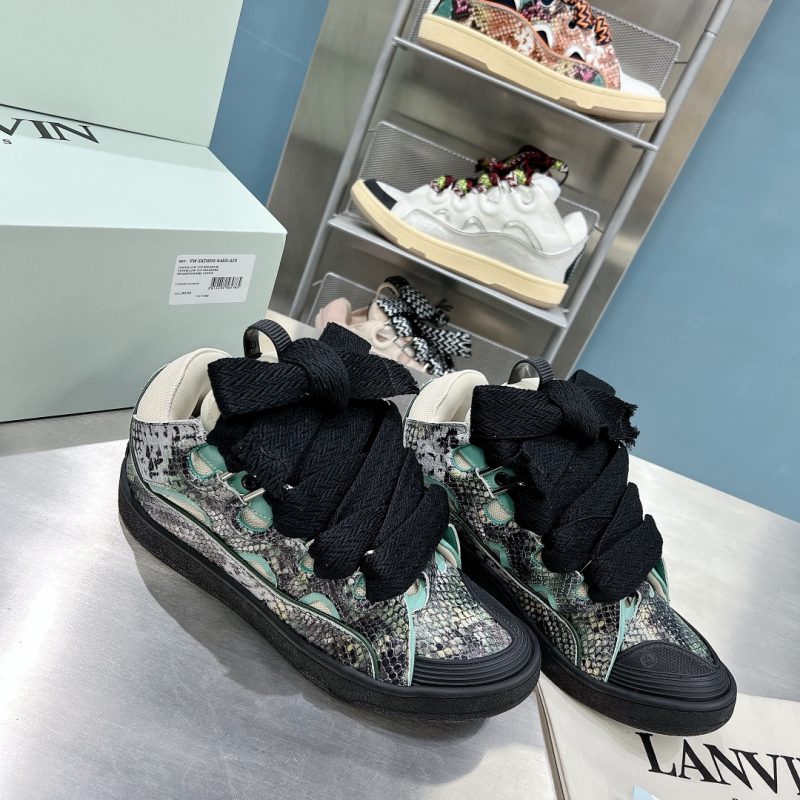 LANVIN Leather Curb Sneakers Black Snake 10 lanvin curb sneaker (4)