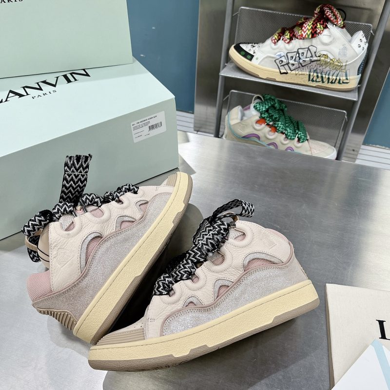 LANVIN Leather Curb Sneakers Tan Pink 12 lanvin curb sneaker (5)