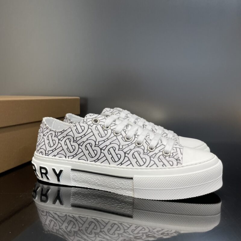 Burberry Cotton Sneaker - White Black Logo 14 burberry cotton sneaker 3 4