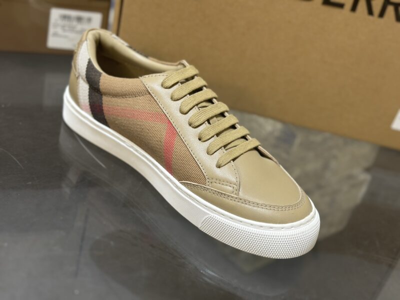 Burberry Low Top Plaid Tan Sneakers