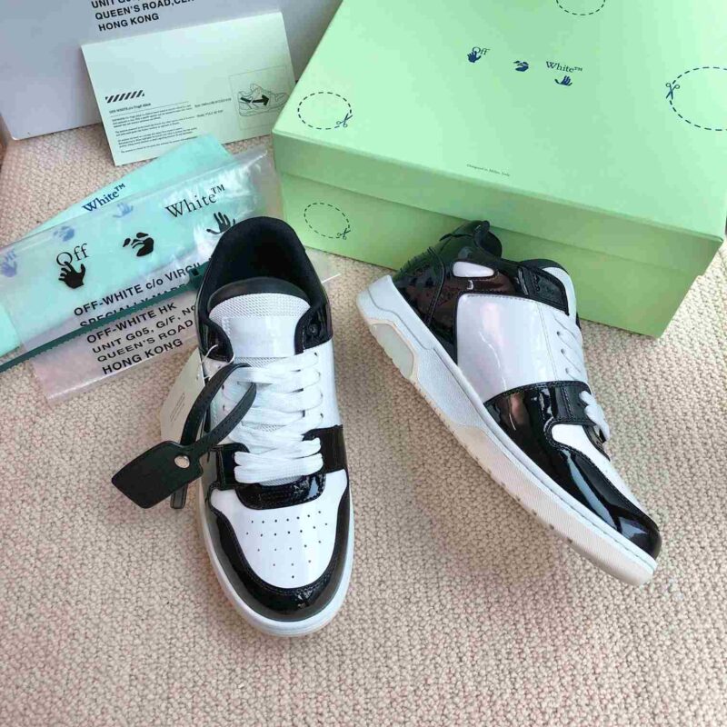 OFF-WHITE Out Of Office OOO Low Tops - Patent Black White Replica 13 OFF-WHITE Out Of Office PATENT BLACK