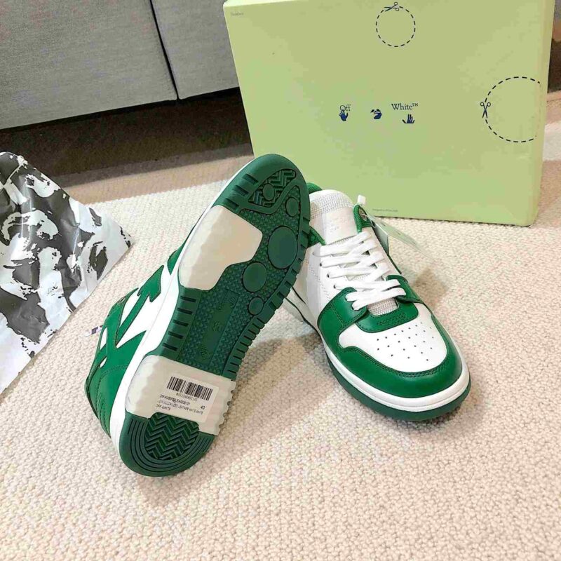 OFF-WHITE Out Of Office OOO Low Tops - White Green Replica 13 OFF-WHITE Out Of Office White Green