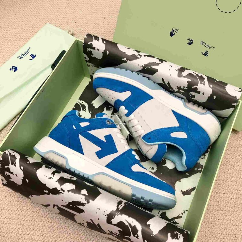OFF-WHITE Out Of Office OOO Low Tops - Blue Suede White Replica 17 OFF-WHITE Out Of Office blue white