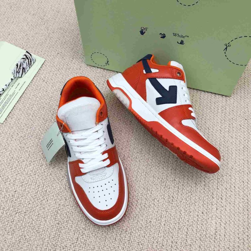 OFF-WHITE Out Of Office OOO Low Tops - White Orange Blue Replica 13 OFF-WHITE Out Of Office White Orange Blue