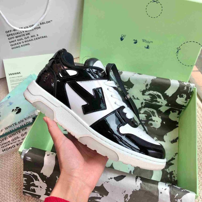OFF-WHITE Out Of Office OOO Low Tops - Patent Black White Replica 11 OFF-WHITE Out Of Office PATENT BLACK