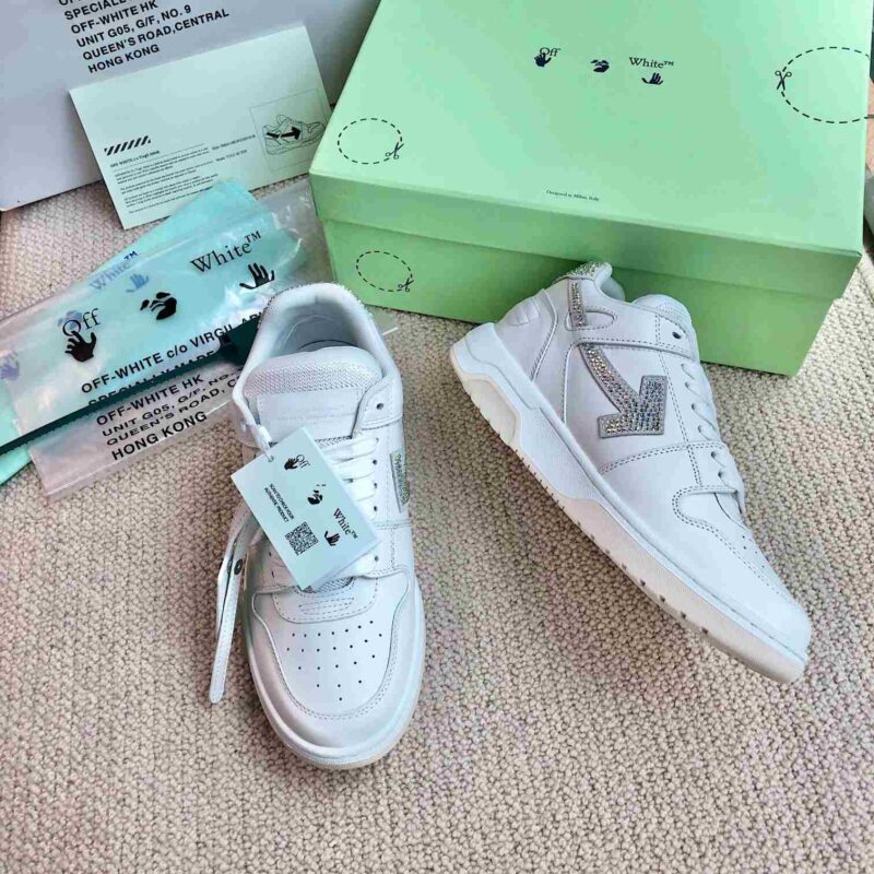 OFF-WHITE Out Of Office OOO Low Tops - Rhinestone White Replica 15 OFF-WHITE Out Of Office Rhinestone White