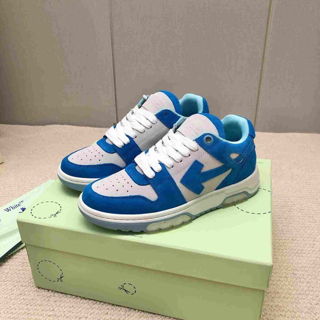 OFF-WHITE Out Of Office OOO Low Tops - Blue Suede White Replica 60 OFF-WHITE Out Of Office blue white