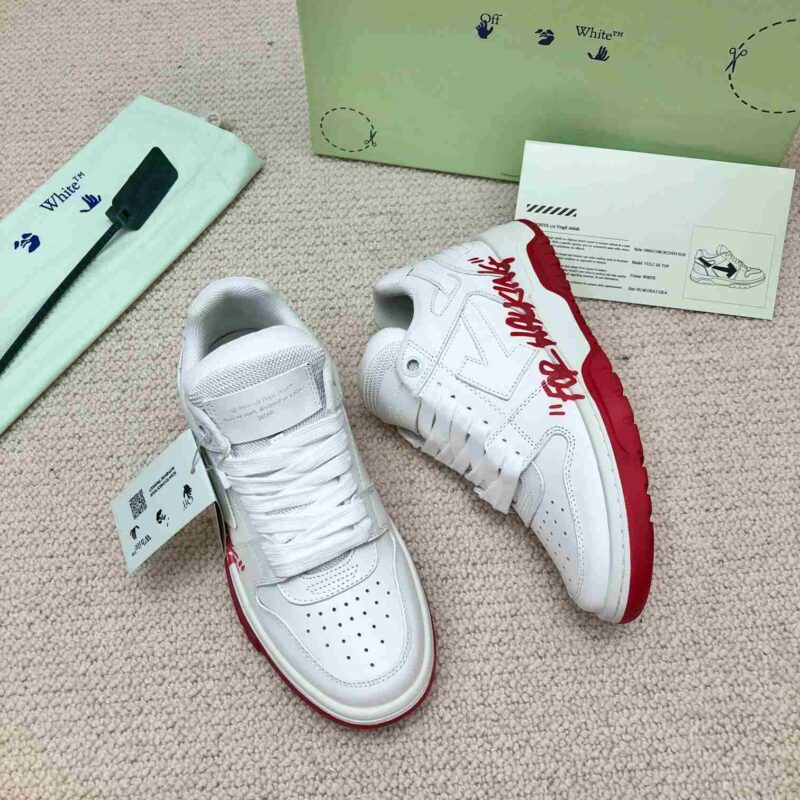 OFF-WHITE Out Of Office Low Tops “For Walking" Red White Replica 14 OFF-WHITE Out Of Office Low Tops “For Walking