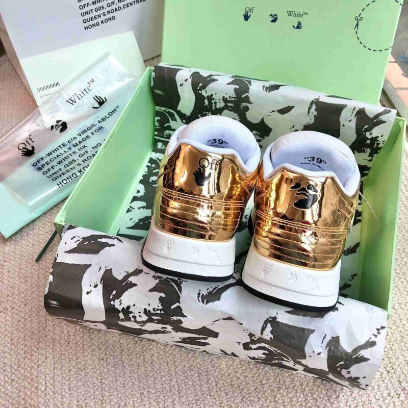 OFF-WHITE Out Of Office OOO Low Tops - Gold White Replica 14 OOO OUT OF OFFICE WHITE GOLD