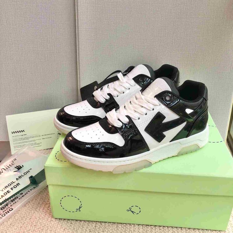 OFF-WHITE Out Of Office OOO Low Tops - Patent Black White Replica 10 OFF-WHITE Out Of Office PATENT BLACK