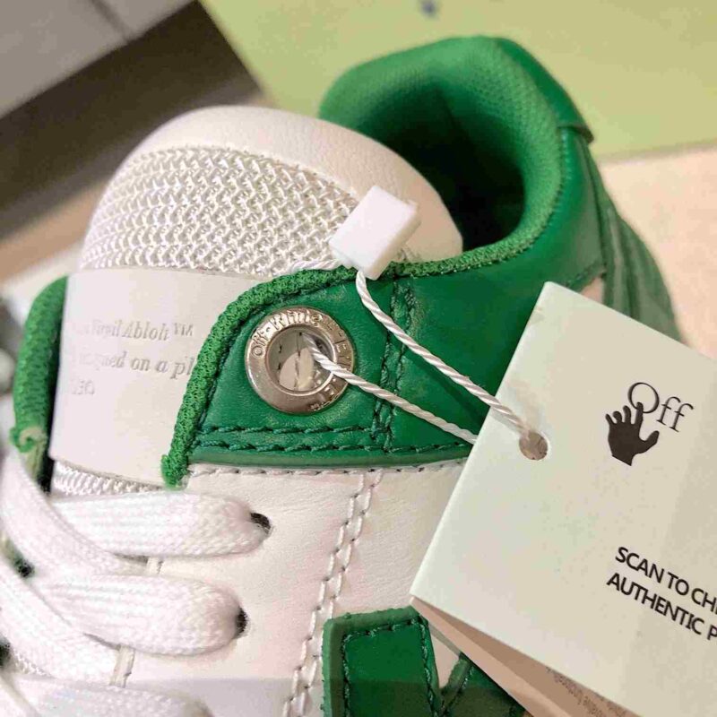 OFF-WHITE Out Of Office OOO Low Tops - White Green Replica 15 OFF-WHITE Out Of Office White Green