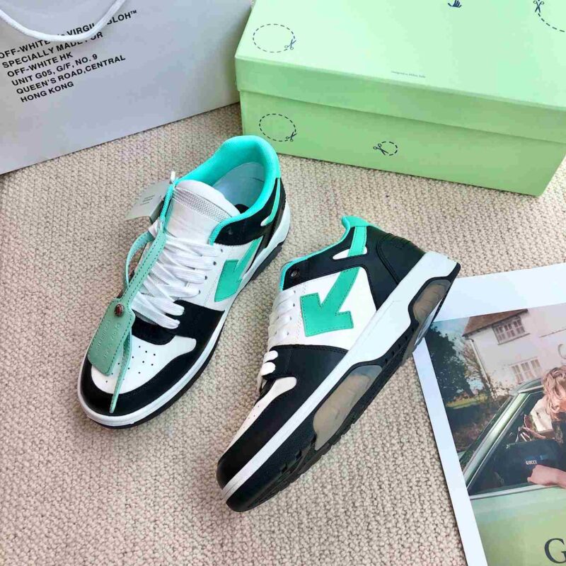 OFF-WHITE Out Of Office OOO Low Tops - Black Green Replica 14 OFFWHITE OUT OF OFFICE Green White