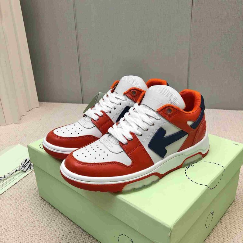 OFF-WHITE Out Of Office OOO Low Tops - White Orange Blue Replica 10 OFF-WHITE Out Of Office White Orange Blue