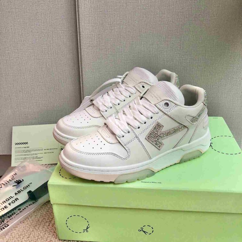 OFF-WHITE Out Of Office OOO Low Tops - Rhinestone White Replica 10 OFF-WHITE Out Of Office Rhinestone White