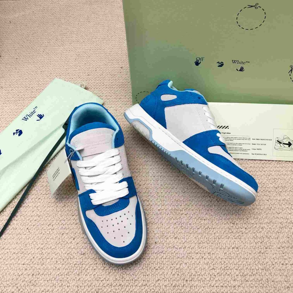 OFF-WHITE Out Of Office OOO Low Tops - Blue Suede White Replica 58 OFF-WHITE Out Of Office blue white
