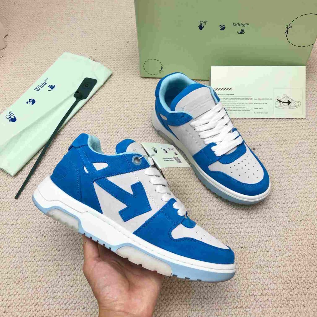 OFF-WHITE Out Of Office OOO Low Tops - Blue Suede White Replica 57 OFF-WHITE blue white