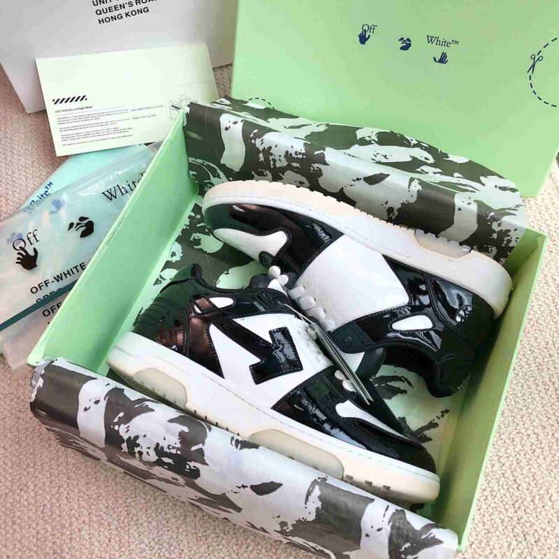 OFF-WHITE Out Of Office OOO Low Tops - Patent Black White Replica 16 OFF-WHITE Out Of Office PATENT BLACK