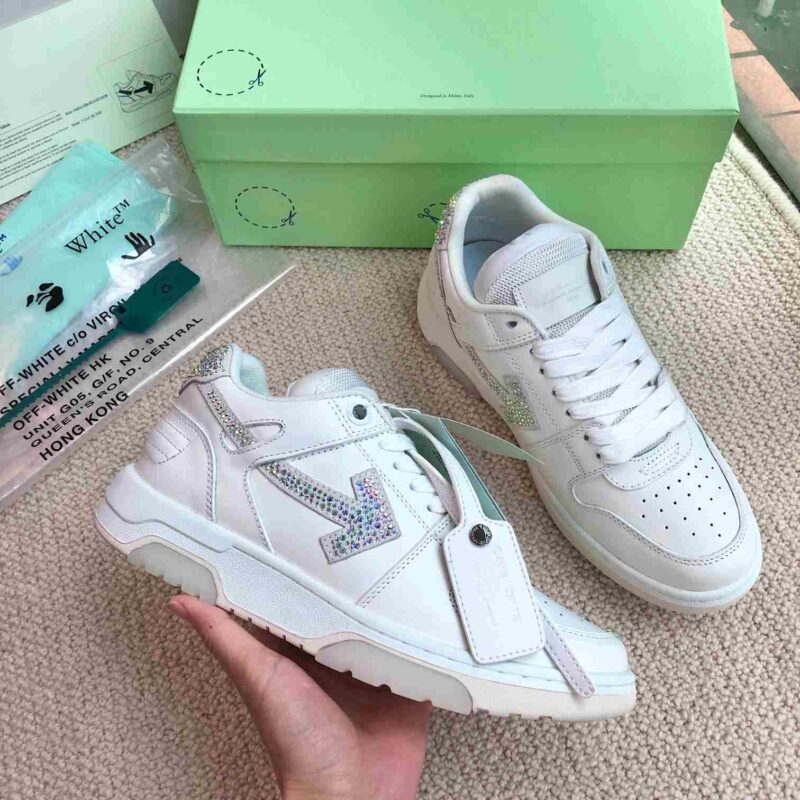 OFF-WHITE Out Of Office OOO Low Tops - Rhinestone White Replica 17 OFF-WHITE Out Of Office Rhinestone White