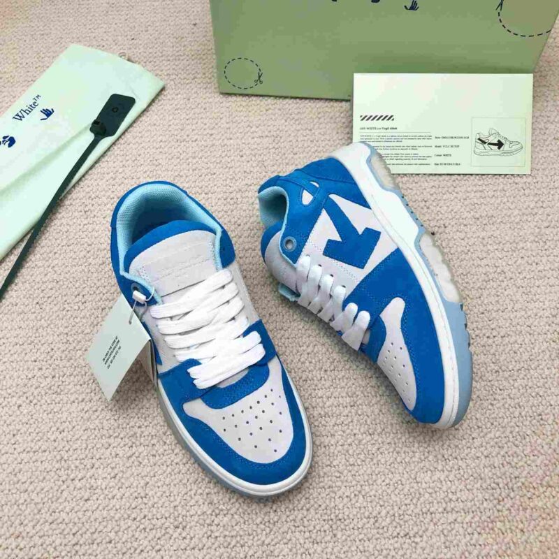 OFF-WHITE Out Of Office OOO Low Tops - Blue Suede White Replica 15 OOO blue white
