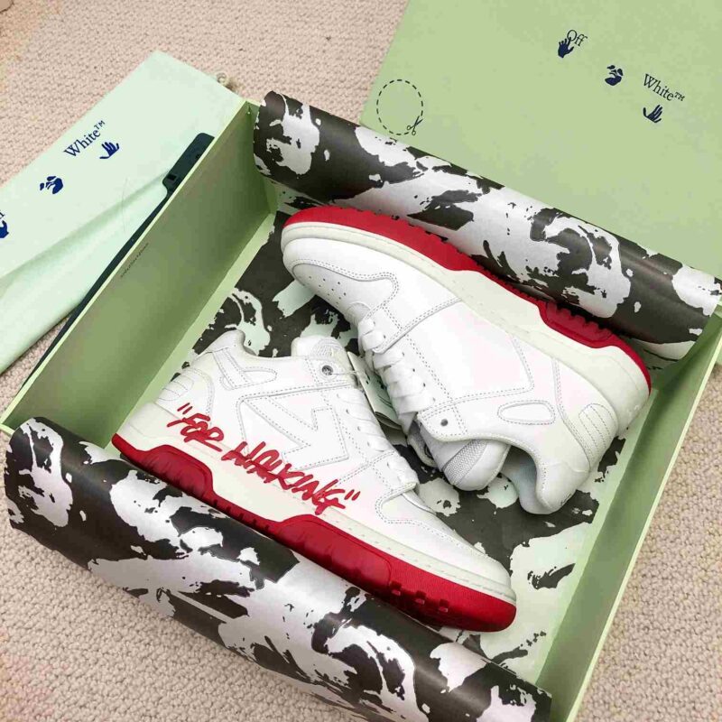 OFF-WHITE Out Of Office Low Tops “For Walking" Red White Replica 12 OFF-WHITE Out Of Office Low Tops “For Walking