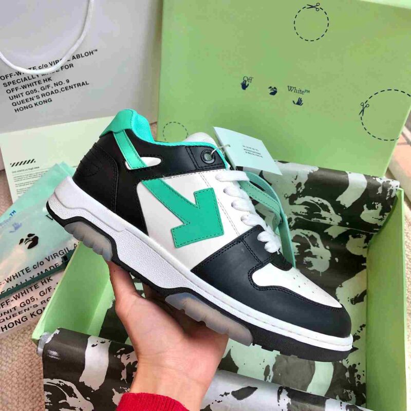 OFF-WHITE Out Of Office OOO Low Tops - Black Green Replica 11 OOO Green White