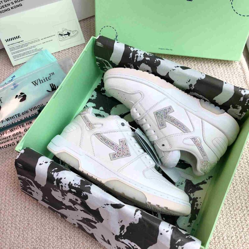 OFF-WHITE Out Of Office OOO Low Tops - Rhinestone White Replica 14 OFF-WHITE Out Of Office Rhinestone White