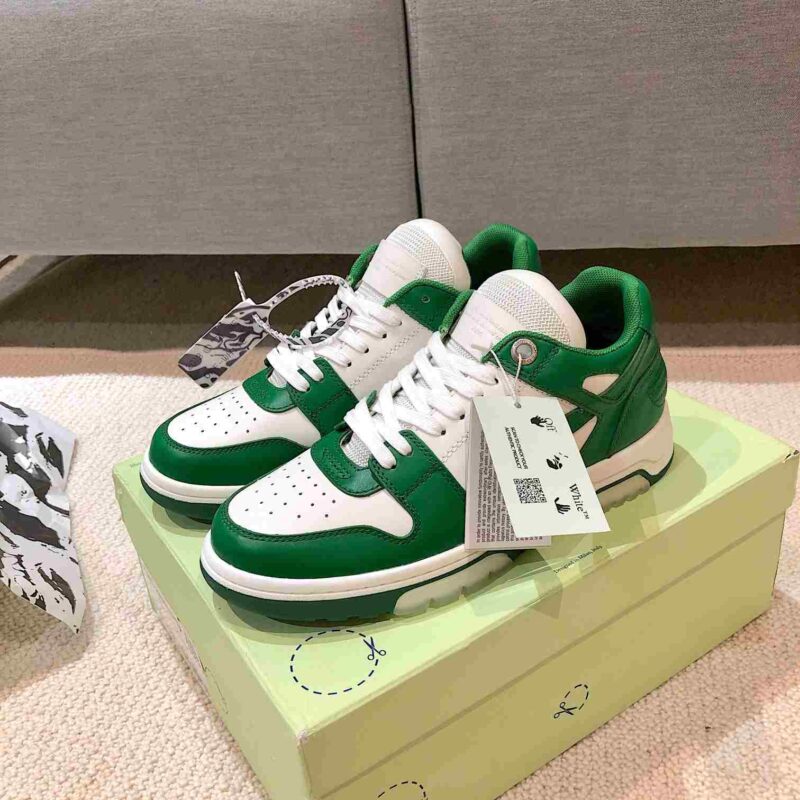 OFF-WHITE Out Of Office OOO Low Tops - White Green Replica 10 OFF-WHITE Out Of Office White Green