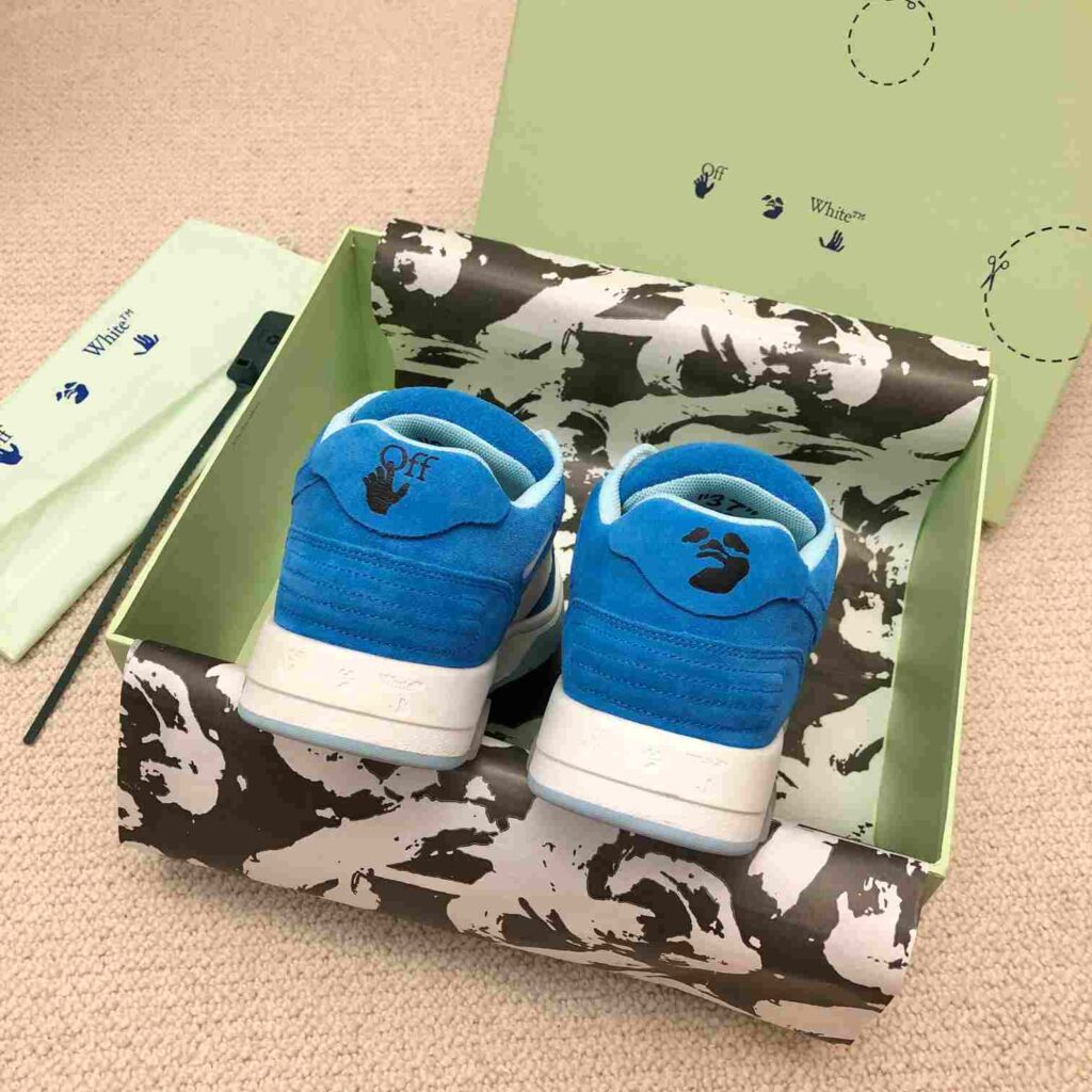 OFF-WHITE Out Of Office OOO Low Tops - Blue Suede White Replica 55 Out Of Office blue white