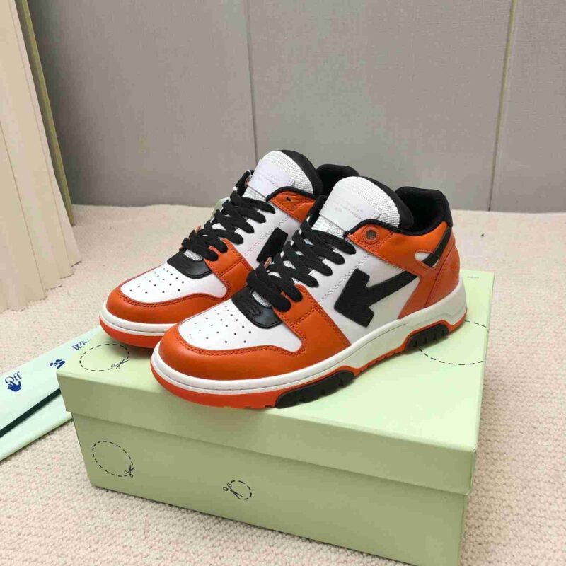 OFF-WHITE Out Of Office OOO Low Tops - White Orange Black Replica 10 OFF-WHITE Out Of Office White Orange Blue