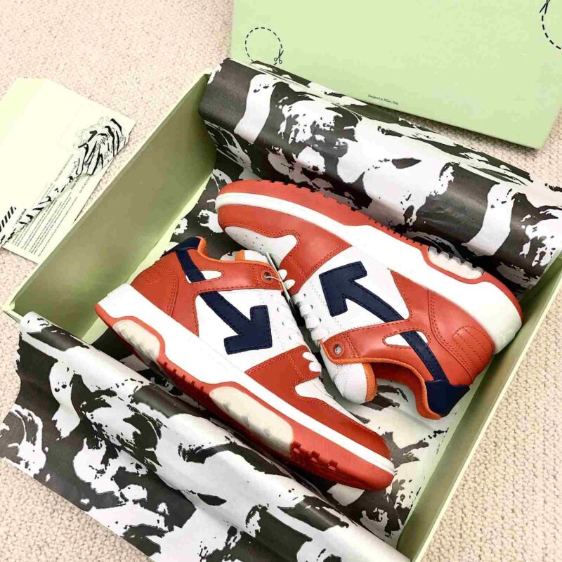 OFF-WHITE Out Of Office OOO Low Tops - White Orange Blue Replica 16 OFF-WHITE Out Of Office White Orange Blue