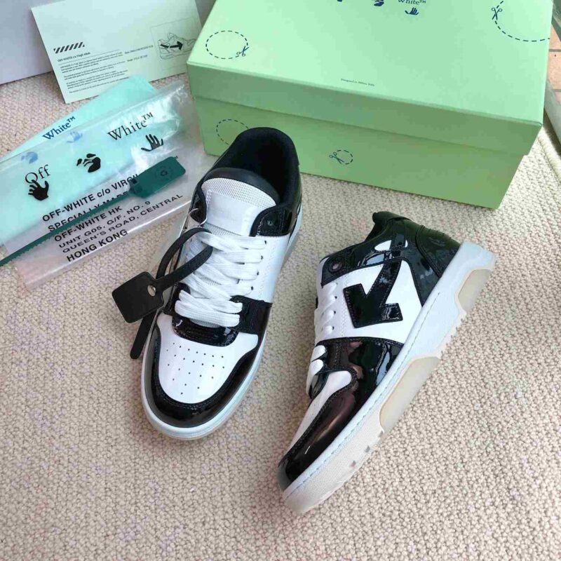 OFF-WHITE Out Of Office OOO Low Tops - Patent Black White Replica 17 OFF-WHITE Out Of Office PATENT BLACK