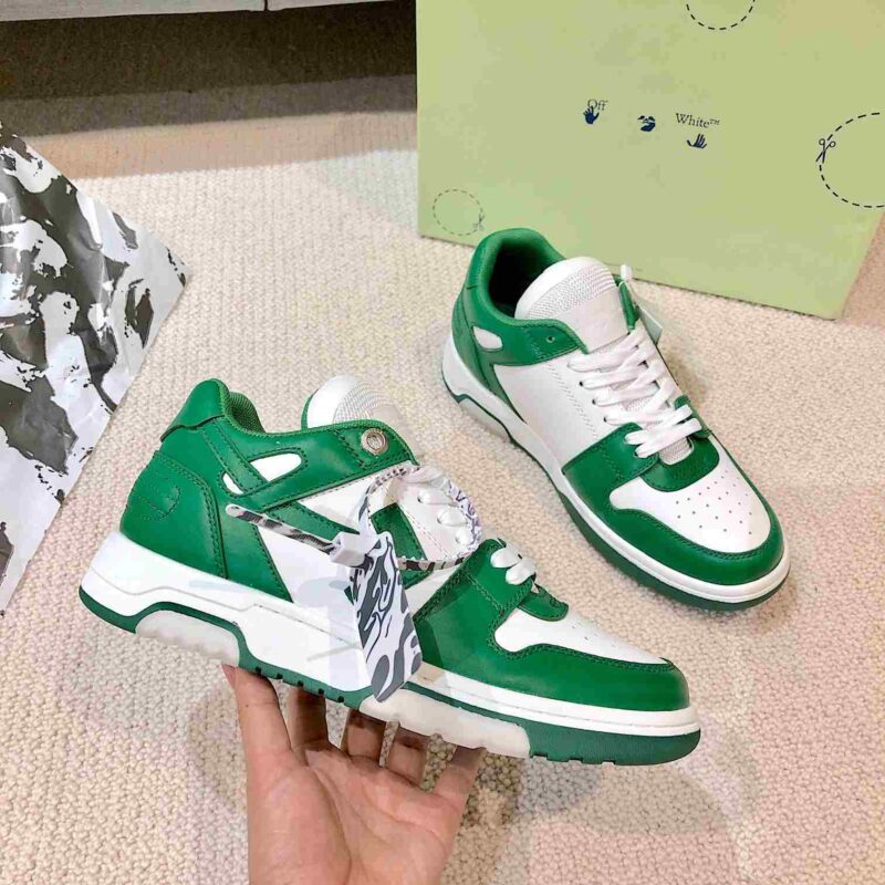 OFF-WHITE Out Of Office OOO Low Tops - White Green Replica 12 OFF-WHITE Out Of Office White Green