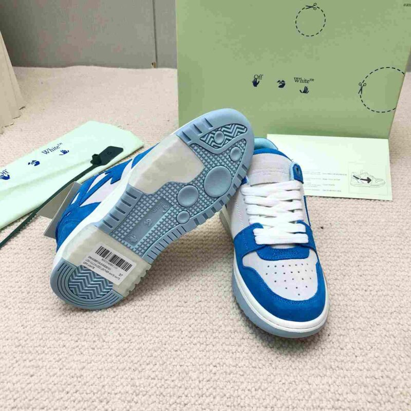 OFF-WHITE Out Of Office OOO Low Tops - Blue Suede White Replica 13 OFF-WHITE Out Of Office blue white
