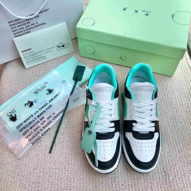 OFF-WHITE Out Of Office OOO Low Tops - Black Green Replica 17 OOO Green White