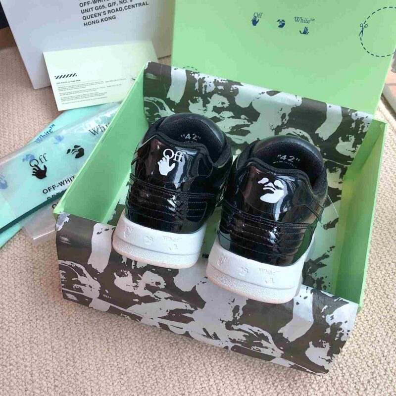 OFF-WHITE Out Of Office OOO Low Tops - Patent Black White Replica 12 OFF-WHITE Out Of Office PATENT BLACK