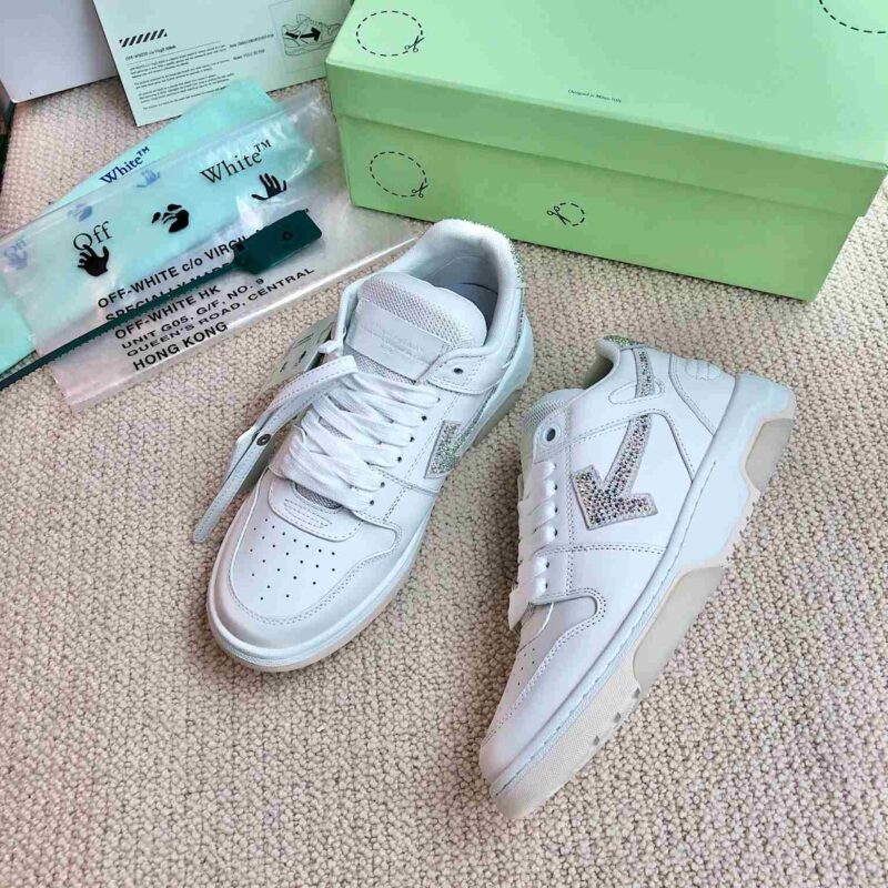 OFF-WHITE Out Of Office OOO Low Tops - Rhinestone White Replica 11 OFF-WHITE Out Of Office Rhinestone White