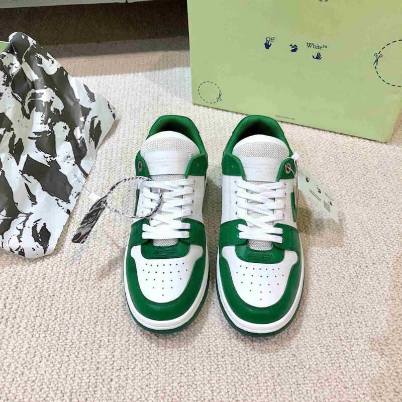 OFF-WHITE Out Of Office OOO Low Tops - White Green Replica 11 OFF-WHITE Out Of Office White Green