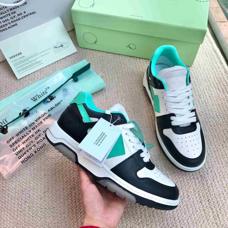 OFF-WHITE Out Of Office OOO Low Tops - Black Green Replica 12 OFFWHITE OUT OF OFFICE Green White