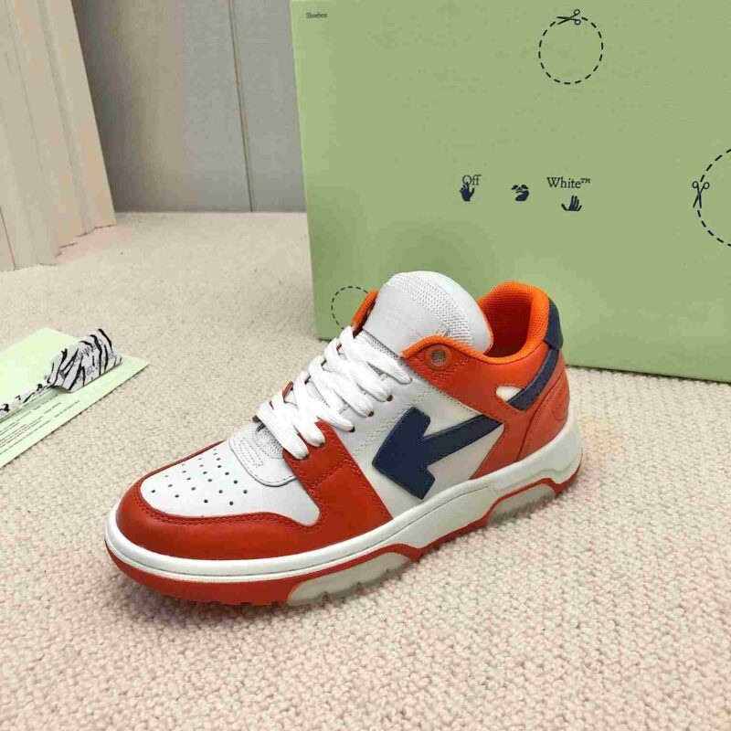 OFF-WHITE Out Of Office OOO Low Tops - White Orange Blue Replica 12 OFF-WHITE Out Of Office White Orange Blue