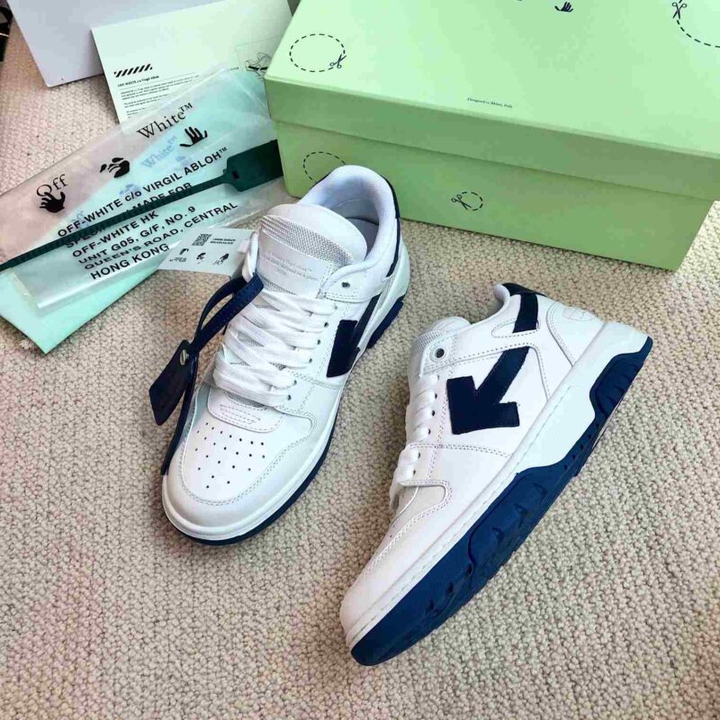 OFF-WHITE Out Of Office OOO Low Tops - White Navy Replica 12 OFF-WHITE Out Of Office White Navy