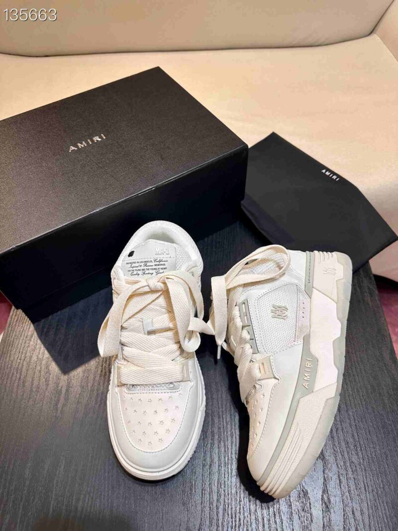 AMIRI MA-1 Mesh Bicolor High-Top Sneakers - WHITE GREY