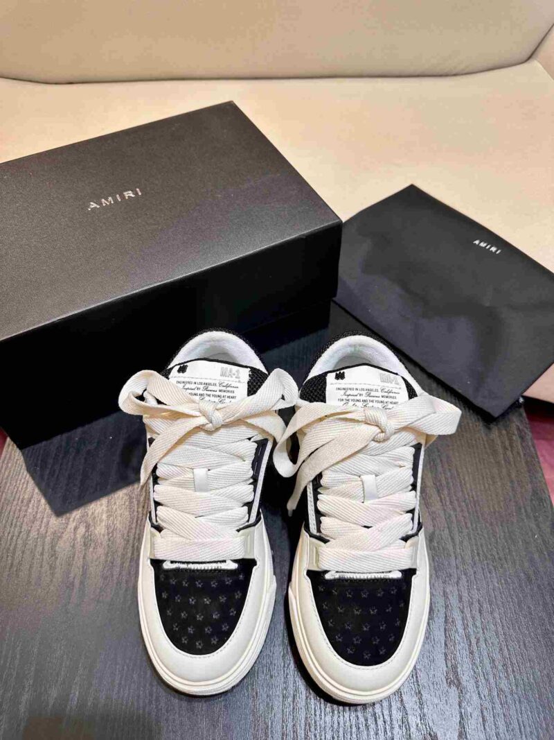 AMIRI MA-1 Mesh Bicolor High-Top Sneakers - WHITE BLACK 15 AMIRI MA1 7 4