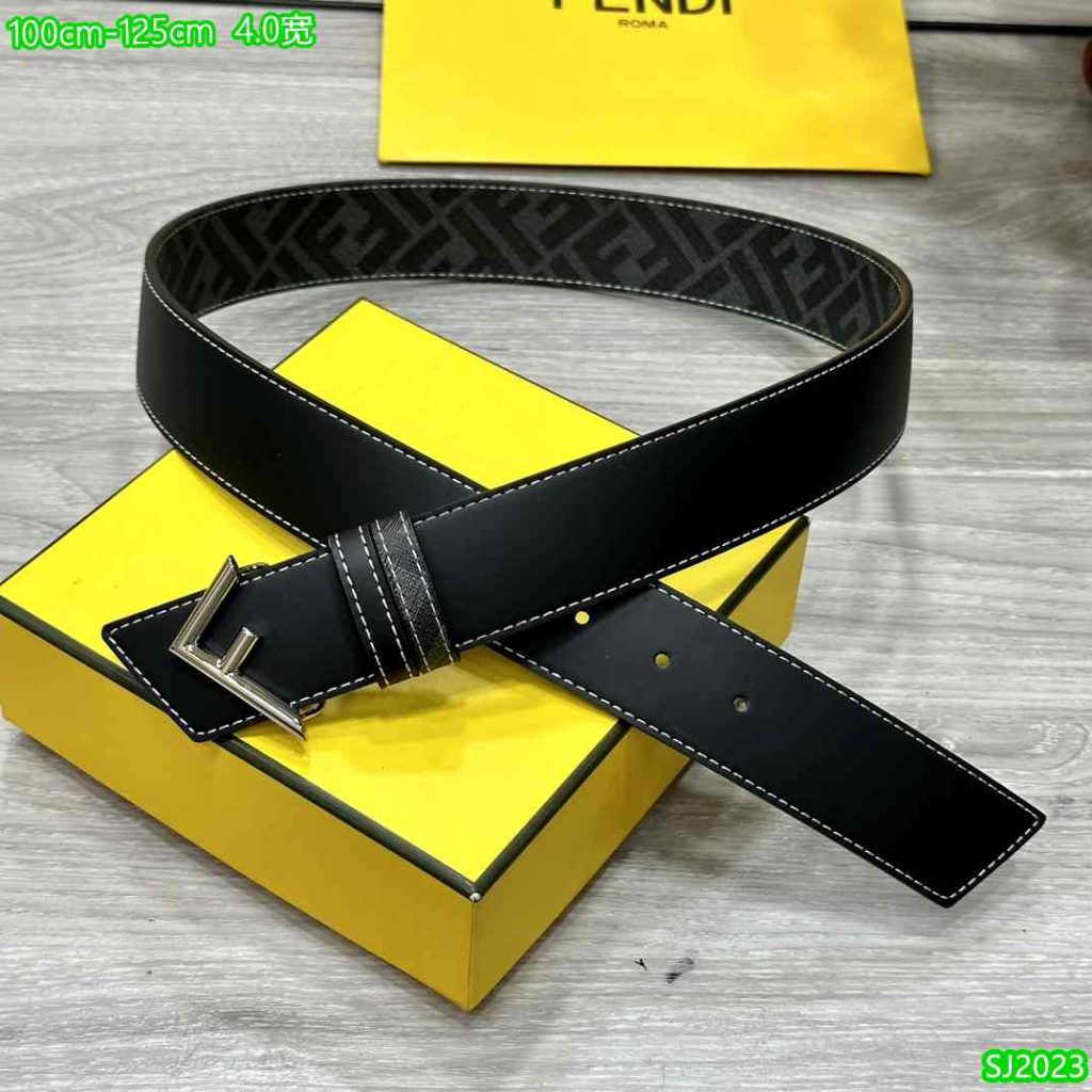 Fendi Belt for Men - 4.0 Wide F Buckle Leather Belt 65-3R 34 Fendi Belt F logo