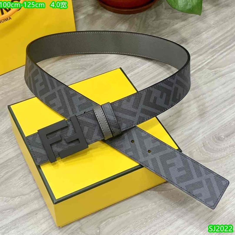Fendi Belt for Men - FF Buckle - Gray 65-9R 10 Fendi Belt for Men