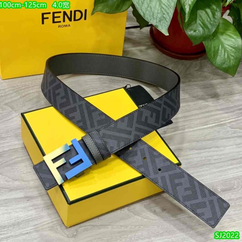 Fendi Belt for Men - FF Buckle - Gray 65-9R 9 Fendi Belt