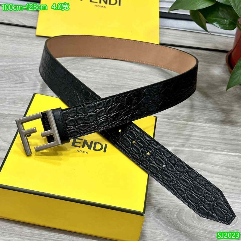 Fendi Belt for Men - 4.0 Wide FF Logo Buckle - Black Leather 65-4R 7 FF Belts black leather