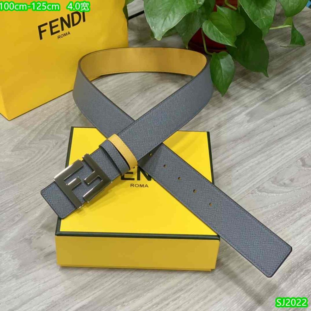 Fendi Belt for Men - Gray Exterior - Yellow Blue Interior 65-13R 45 Fendi Belts for men